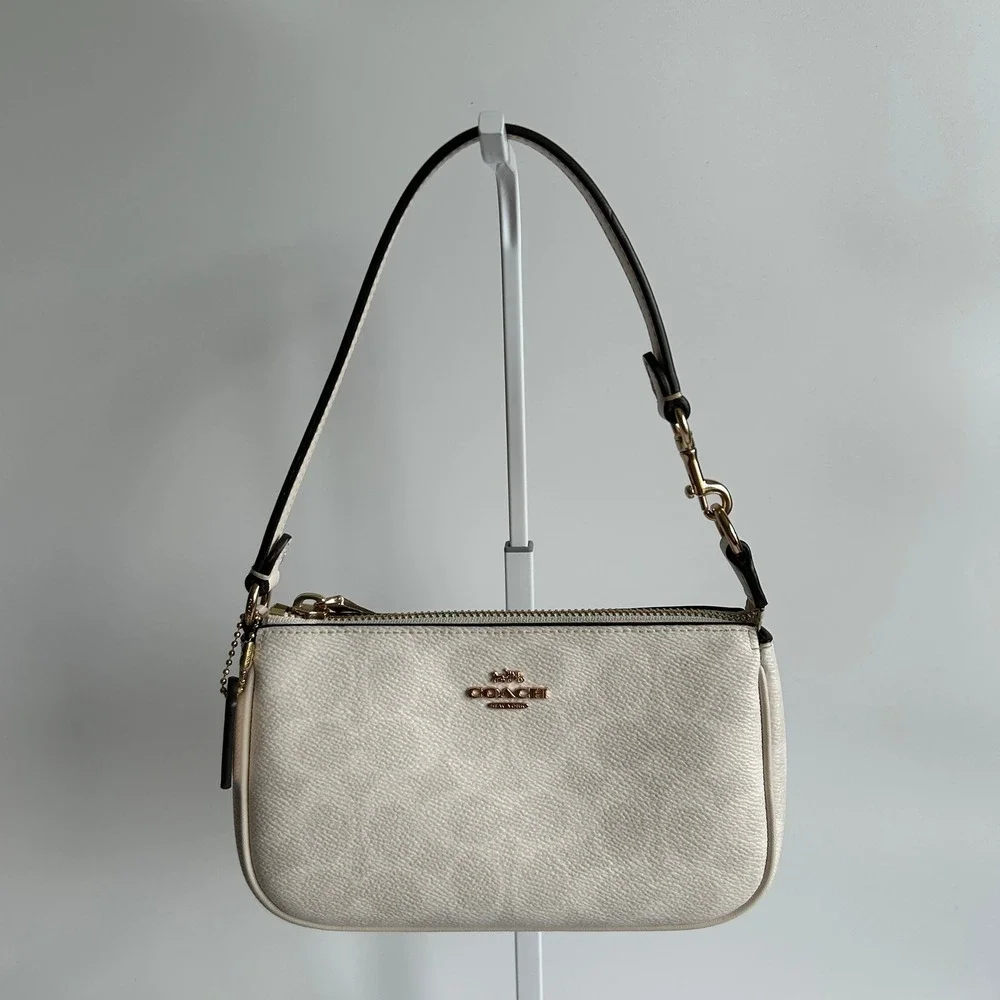 Coach Nolita 19 Chalk White Pebbled Leather Shoulder Bag Excellent